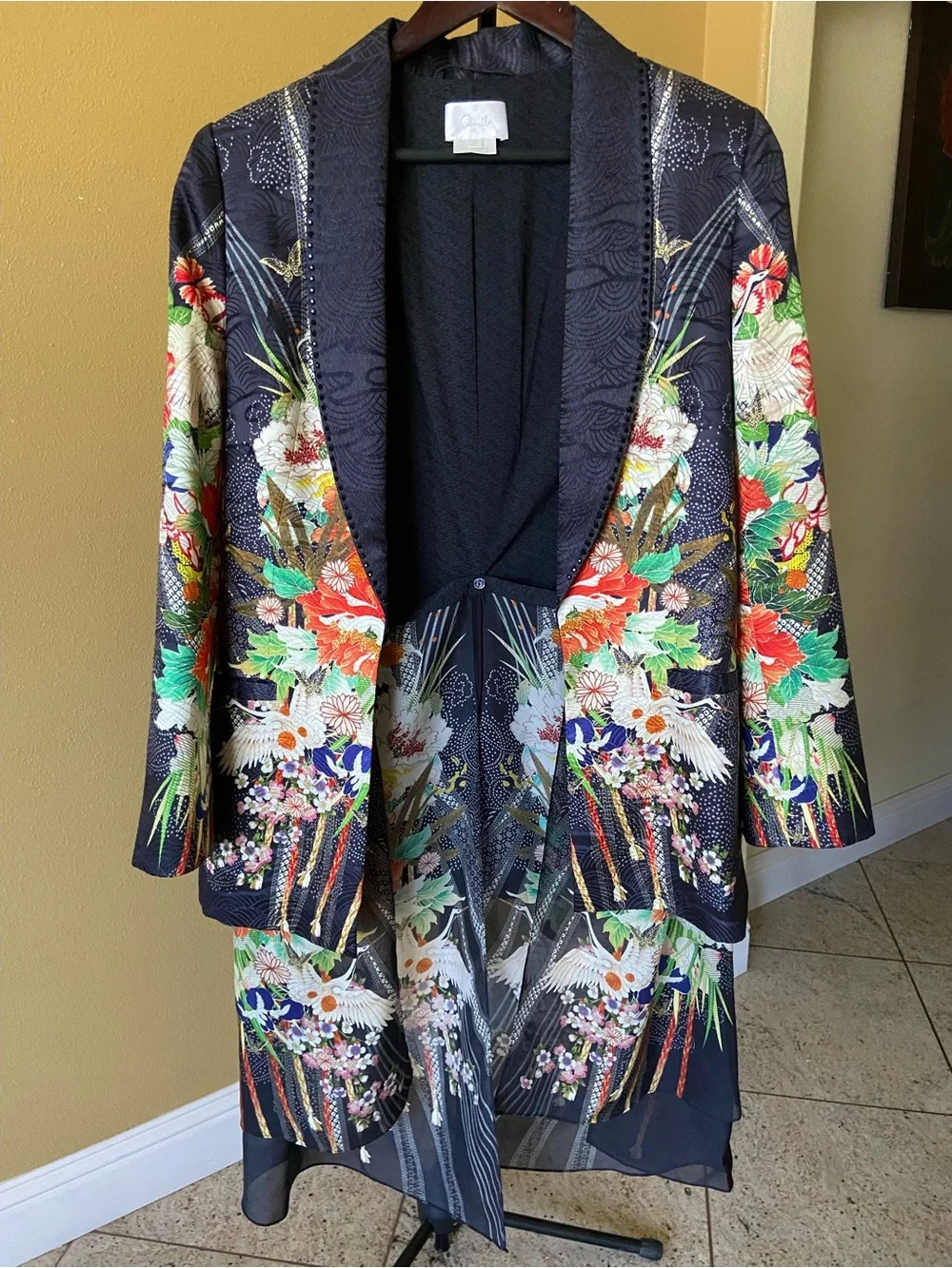 Camilla Navy blue Japanese Patterned Kimono Lined Jacket size S - Picture 1 of 17